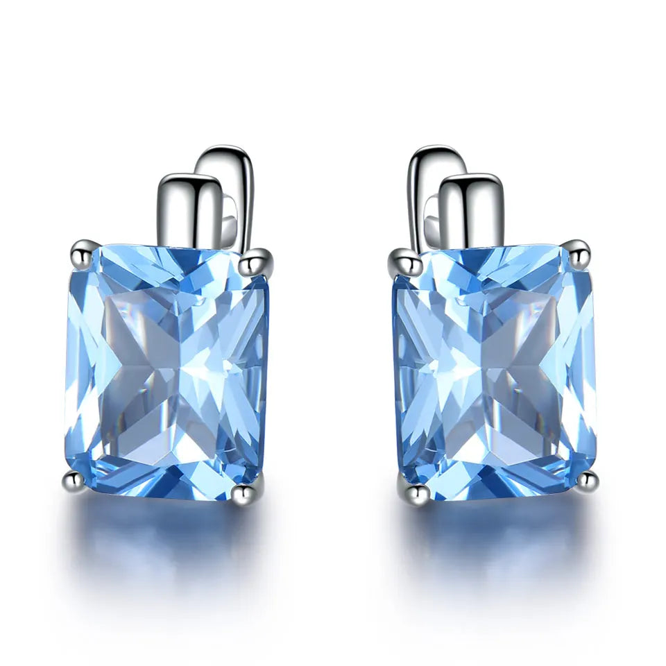UMCHO Luxury Emerald Gemstone Clip Earrings for Women Genuine 925 Sterling Silver Jewelry Green Gemstone Fashion Wedding Gift