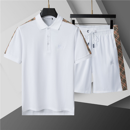 BUC011 New men's summer embroidered polo top+shorts two-piece set Clothing