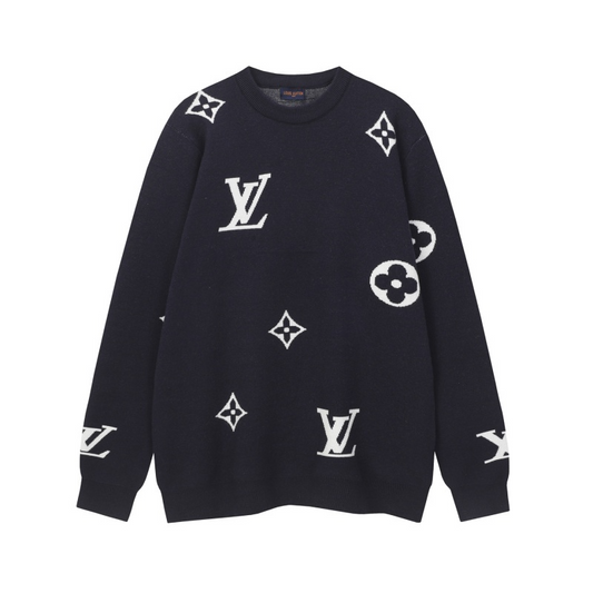 LVC031 New men's and women's autumn and winter cross towel embroidered pattern round neck wool knitted sweater clothing