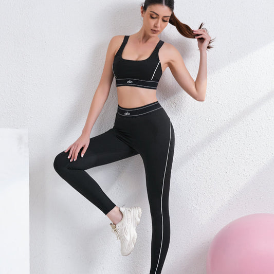 zalo5107  Women's new Pilates yoga pants Y-shaped vest with chest cushion yoga suit set clother