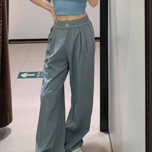 ALC11   Casual Sporty Sweet Style New Arrival Woven Belt Loose Slimming Wide-Leg Lightweight High-Waisted Magic Pants