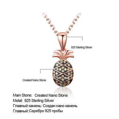 UMCHO Cute Pineapple Pendants Necklace Genuine 925 Sterling Silver Jewelry For Girls Child Birthday Gift Fine Jewelry