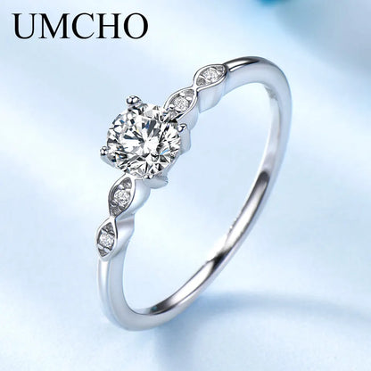 UMCHO Silver 925 Jewelry Luxury Bridal Cubic Zirconia Rings for Women  Solitaire Engagement  Wedding Band Party Gift Jewelry New