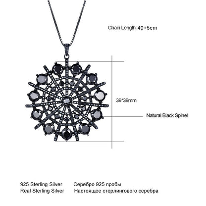 UMCHO Hyperbole Gemstone Black Spinel Necklace Pendants Solid 925 Sterling Silver Female Jewelry For Women Gift Fine Jewelry