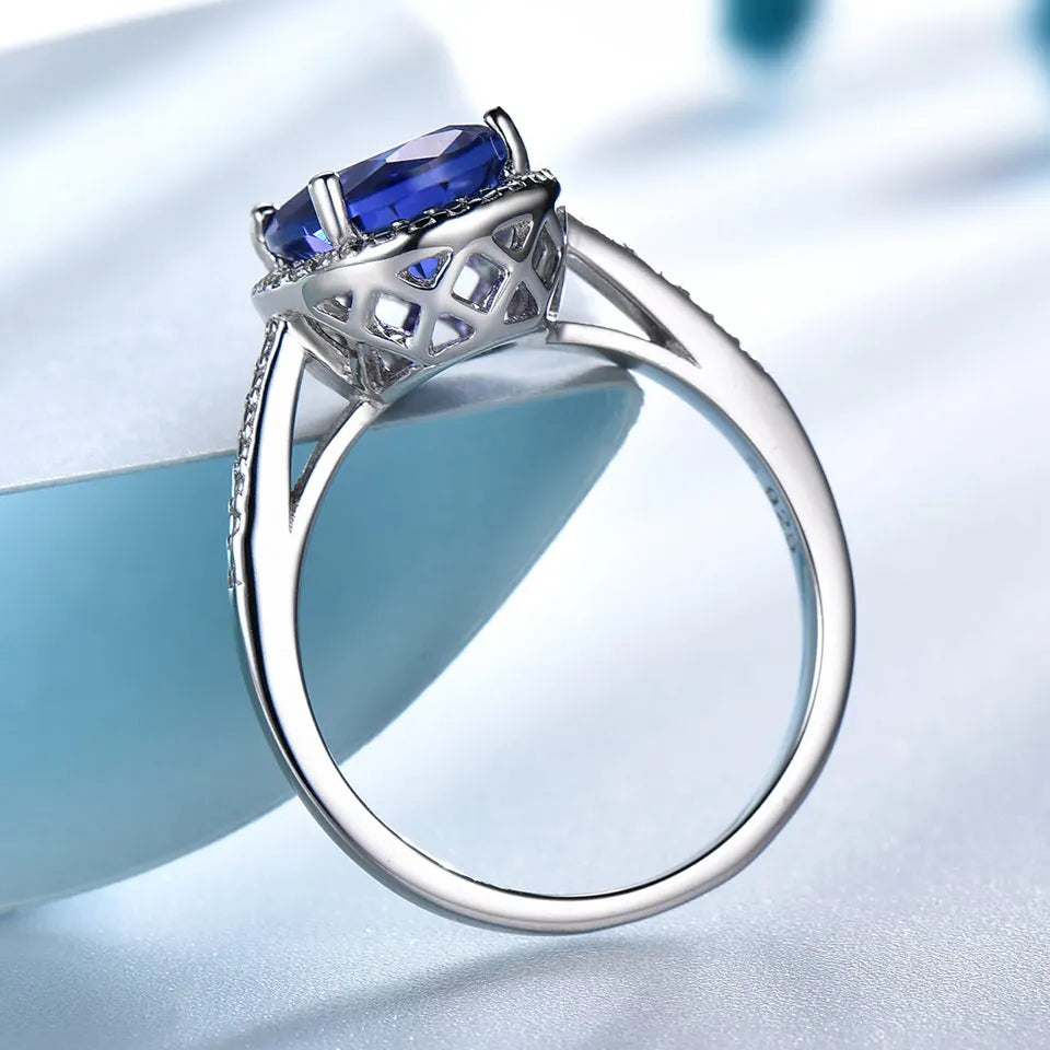 UMCHO Luxury Tanzanite Rings For Women Solid 925 Sterling Silver Jewelry Gemstone Engagement Ring Sets Wedding Party Gift 2019