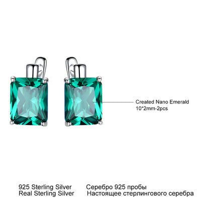 UMCHO  Luxury Emerald Gemstone Clip Earrings for Women Genuine  925 Sterling Silver Jewelry Green Gemstone Fashion Wedding Gift