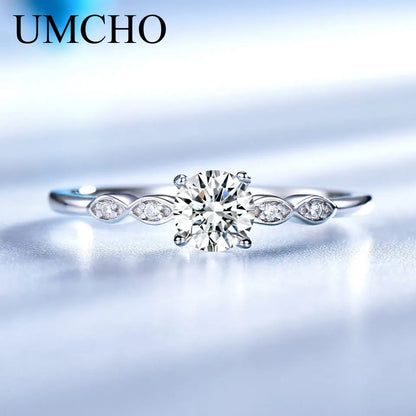 UMCHO Silver 925 Jewelry Luxury Bridal Cubic Zirconia Rings for Women  Solitaire Engagement  Wedding Band Party Gift Jewelry New