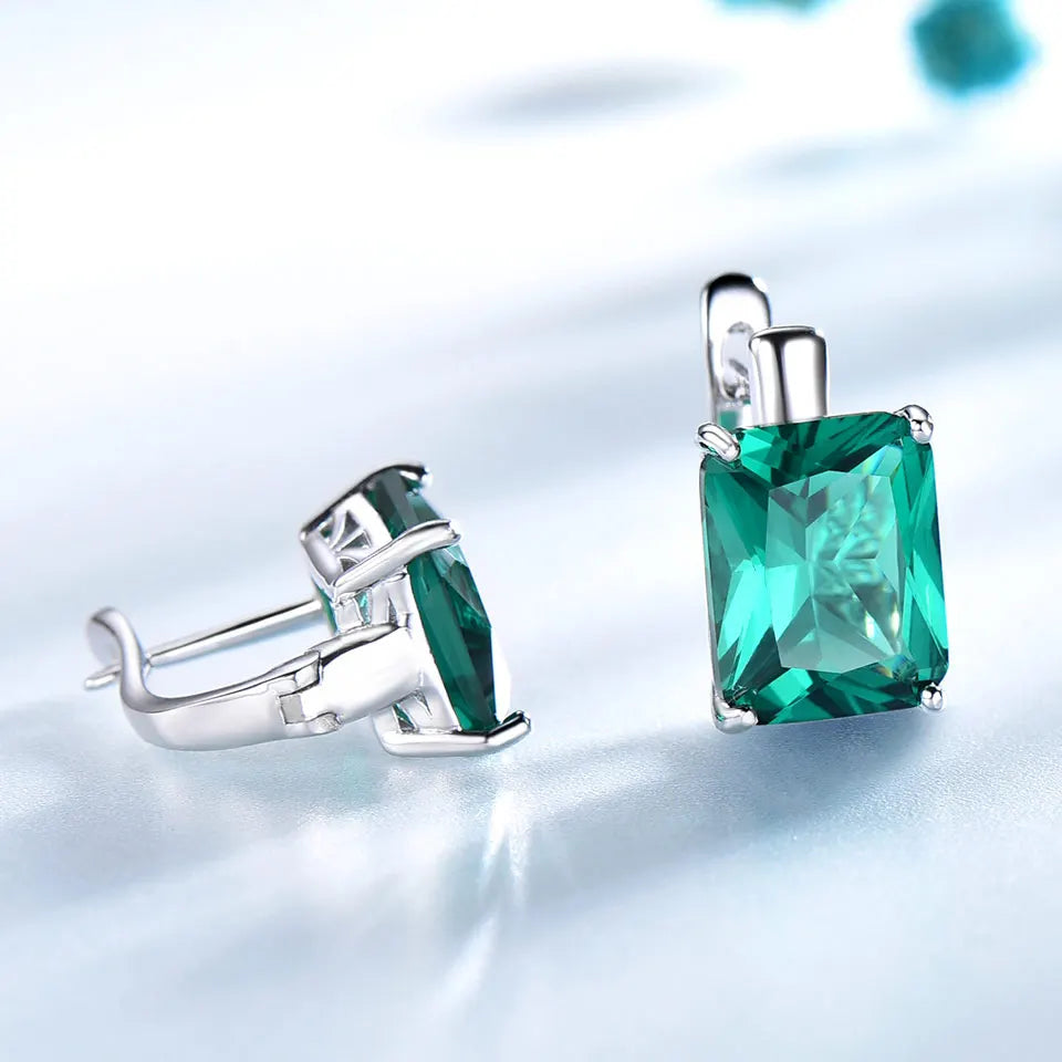 UMCHO  Luxury Emerald Gemstone Clip Earrings for Women Genuine  925 Sterling Silver Jewelry Green Gemstone Fashion Wedding Gift