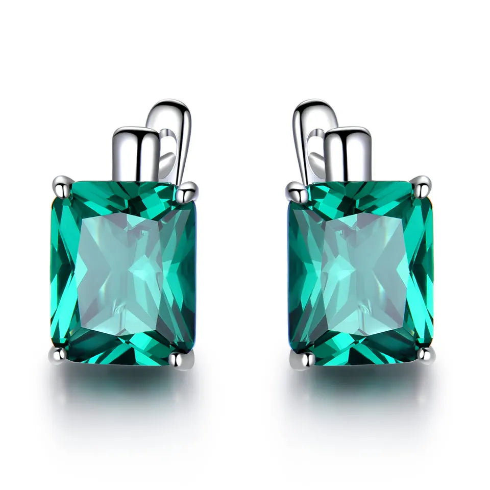 UMCHO  Luxury Emerald Gemstone Clip Earrings for Women Genuine  925 Sterling Silver Jewelry Green Gemstone Fashion Wedding Gift