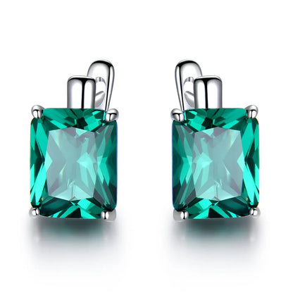 UMCHO  Luxury Emerald Gemstone Clip Earrings for Women Genuine  925 Sterling Silver Jewelry Green Gemstone Fashion Wedding Gift