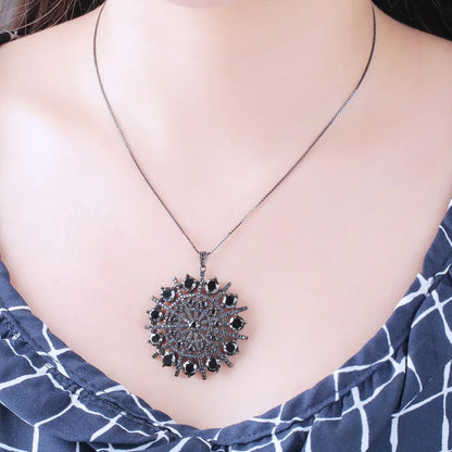 UMCHO Hyperbole Gemstone Black Spinel Necklace Pendants Solid 925 Sterling Silver Female Jewelry For Women Gift Fine Jewelry
