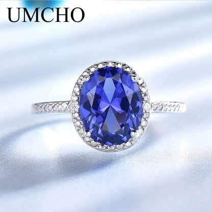 UMCHO Luxury Tanzanite Rings For Women Solid 925 Sterling Silver Jewelry Gemstone Engagement Ring Sets Wedding Party Gift 2019