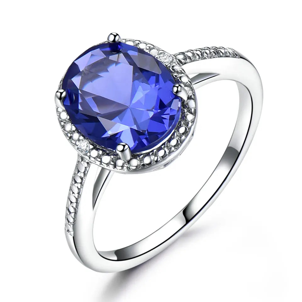 UMCHO Luxury Tanzanite Rings For Women Solid 925 Sterling Silver Jewelry Gemstone Engagement Ring Sets Wedding Party Gift 2019