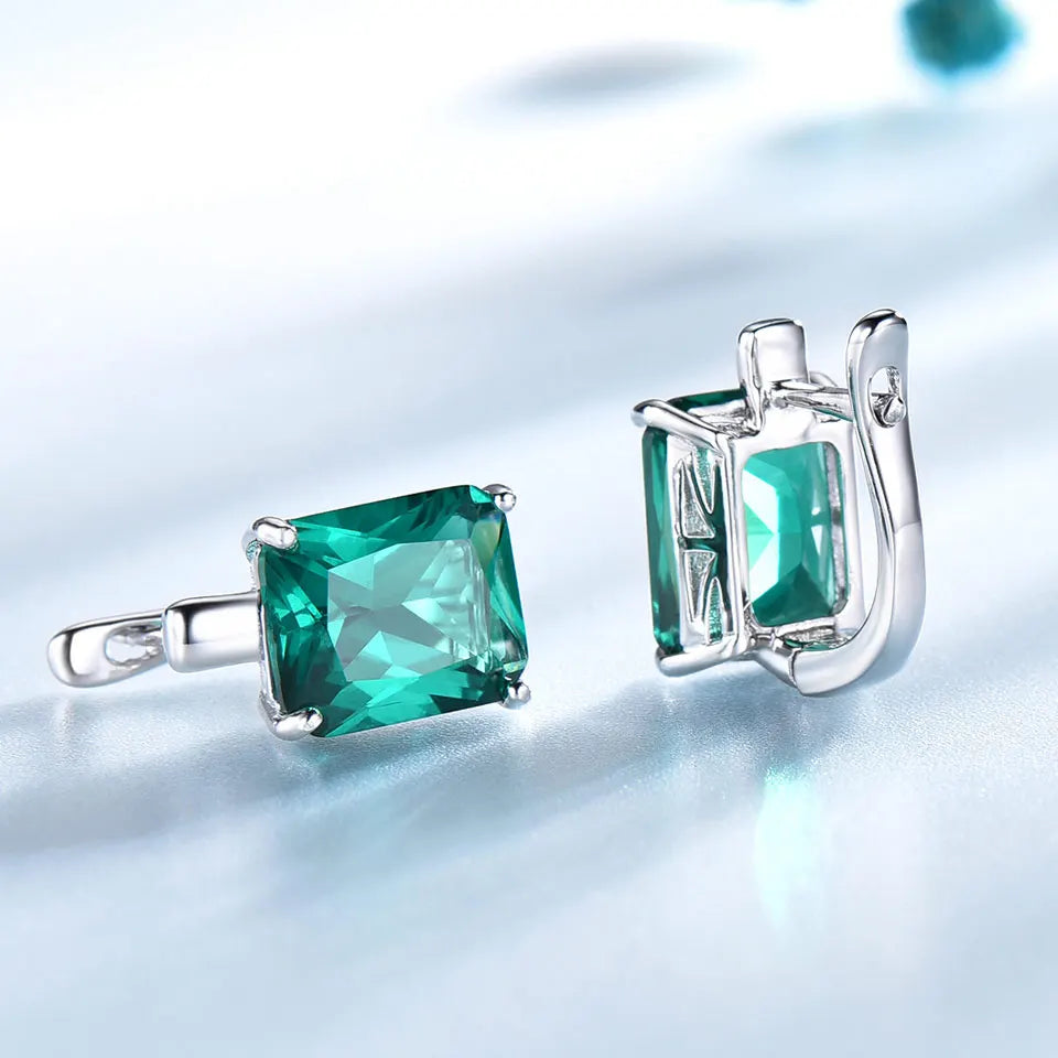 UMCHO  Luxury Emerald Gemstone Clip Earrings for Women Genuine  925 Sterling Silver Jewelry Green Gemstone Fashion Wedding Gift