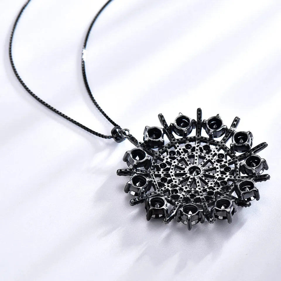 UMCHO Hyperbole Gemstone Black Spinel Necklace Pendants Solid 925 Sterling Silver Female Jewelry For Women Gift Fine Jewelry