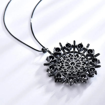 UMCHO Hyperbole Gemstone Black Spinel Necklace Pendants Solid 925 Sterling Silver Female Jewelry For Women Gift Fine Jewelry