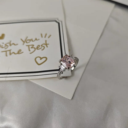 UMCHO Solid Sterling Silver Cushion Morganite Gemstone Rings For Women Engagement Anniversary Band Valentine's Gift Ring Set