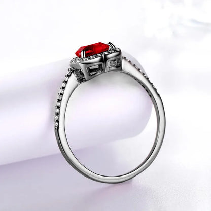 UMCHO  925 silver original women Garnet Heart Love Ring  For Girlfriend Birthday Gift  Luxury Women's Jewerly Diy