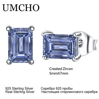 UMCHO 2 Pairs Tanzanite Blue Color Zircon Silver Earring Jewelry Sets Earring for Woman