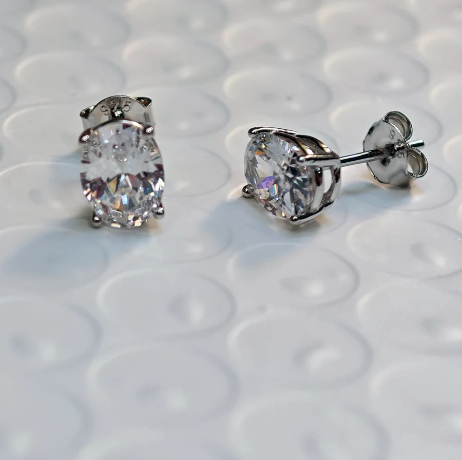 Oval Stud Earring 925 Sterling Silver Earrings for Women White Zircon Birthday Gift Engagement