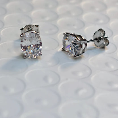Oval Stud Earring 925 Sterling Silver Earrings for Women White Zircon Birthday Gift Engagement