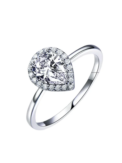 UMCHO Real Silver 925 Jewelry Luxury Bridal Water Drop Cubic Zircon Rings For Women Solitaire Engagement  Wedding Party Brand
