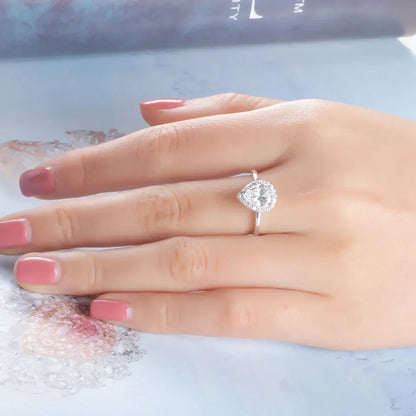 UMCHO Real Silver 925 Jewelry Luxury Bridal Water Drop Cubic Zircon Rings For Women Solitaire Engagement  Wedding Party Brand
