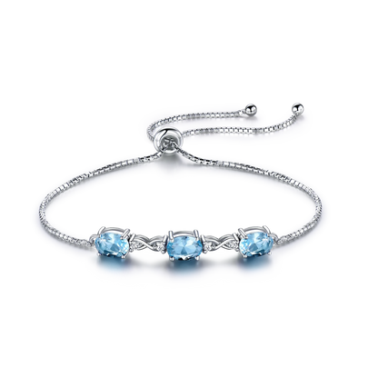 Adjustable Bracelet Nano Sky Blue Topaz Bracelet 5*7mm Bracelets Women Silver 925 Bangle  Engagement Birthday Gift