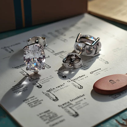 Oval Stud Earring 925 Sterling Silver Earrings for Women White Zircon Birthday Gift Engagement