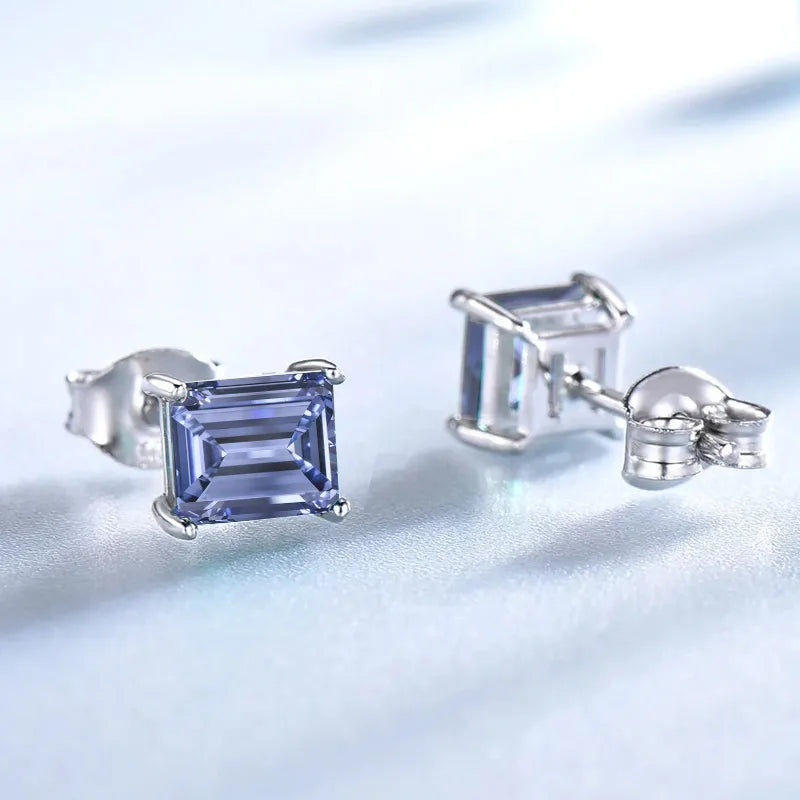 UMCHO 2 Pairs Tanzanite Blue Color Zircon Silver Earring Jewelry Sets Earring for Woman