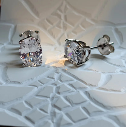 Oval Stud Earring 925 Sterling Silver Earrings for Women White Zircon Birthday Gift Engagement