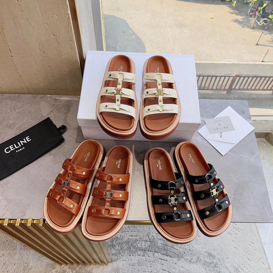 MBCS13 Leather Slippers Size 35-42 Shoes with Box